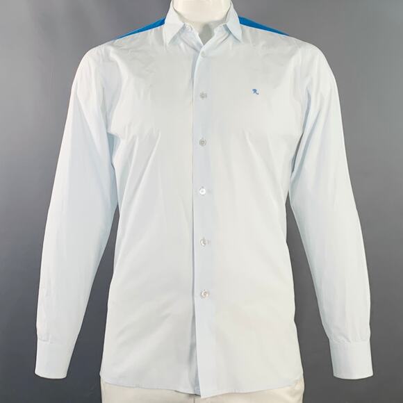 RAF SIMONS Size 42 Light Blue Aqua Cotton Button Down Long Sleeve Shirt - Picture 1 of 6